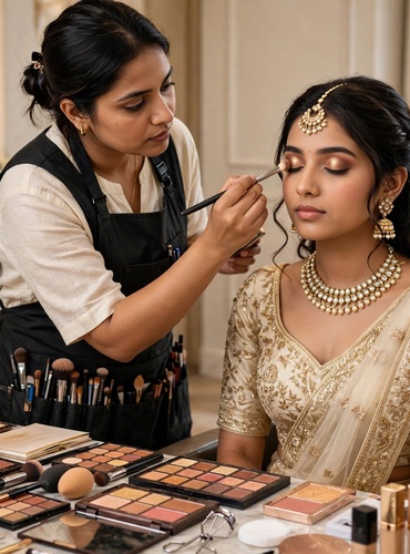 makeup artist doing makeup